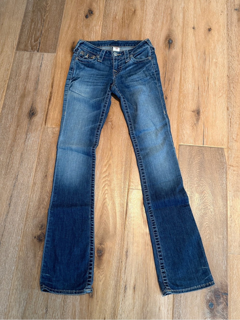 True Religion Women's Medium Wash Blue Bootcut Jeans With Signature Flap Pocket